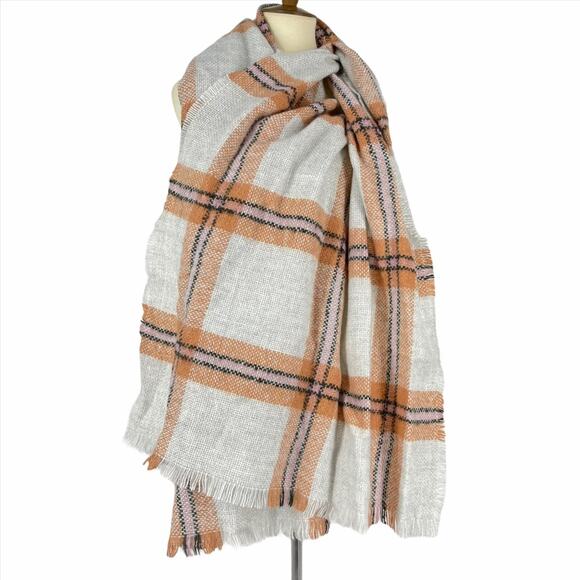 Universal Thread Scarf Wrap Plaid Tan Orange NWT - Picture 2 of 7